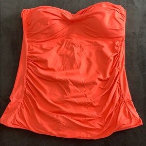 Anne Cole coral ruched tankini top, Large